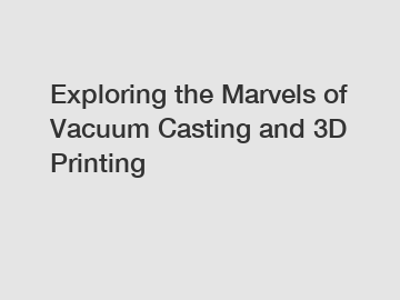 Exploring the Marvels of Vacuum Casting and 3D Printing